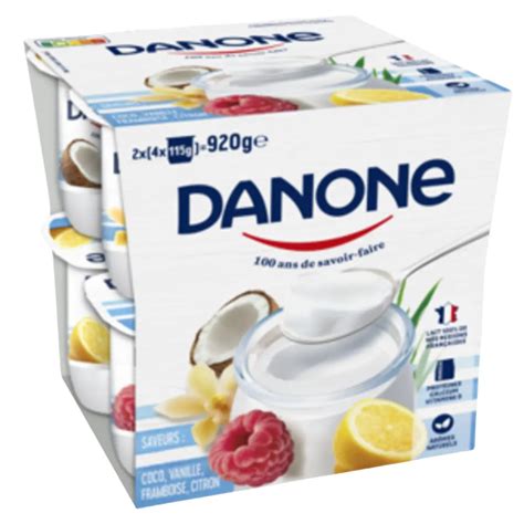 DANONE Yaourt saveurs coco vanille framboise citron 8x115g pas cher ...