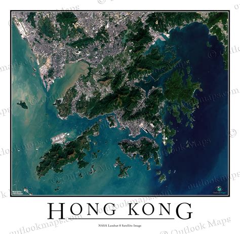 Hong Kong Satellite Map Print | Aerial Image Poster