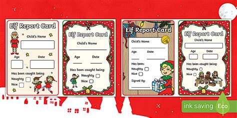 Elf Report Card - Primary Resources