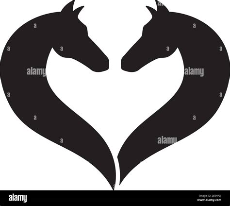 Two horse head silhouettes facing each other, forming a heart shape ...
