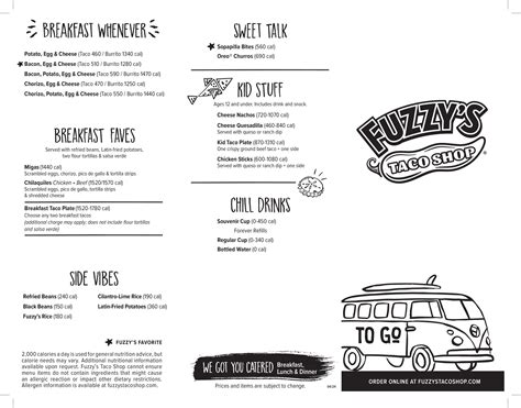 Fuzzy's Taco Menu with Prices and Reviews