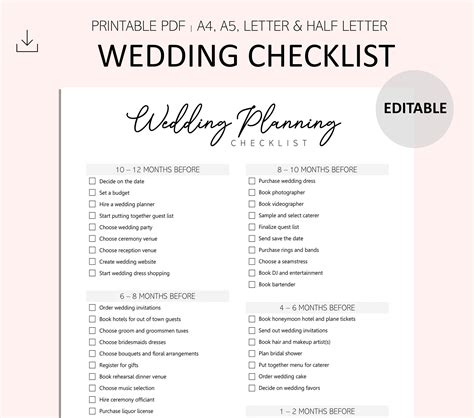 Image result for Free Printable Wedding Checklist PDF Download