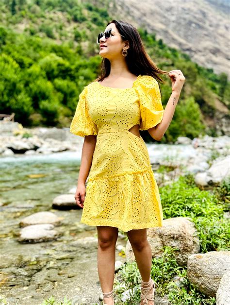 Yellow One Side Cut Out Dress – CHIKARI