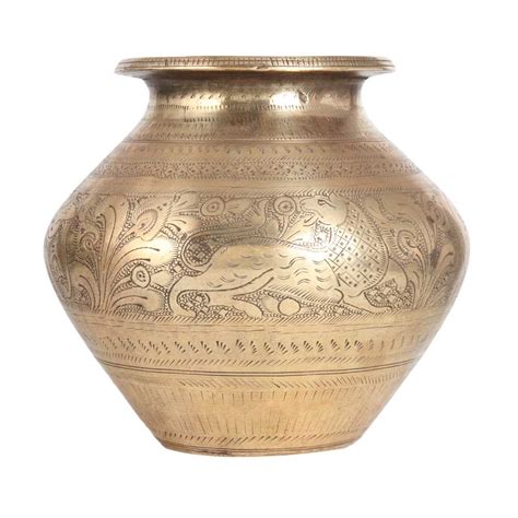 Indian Brass Used Water Pot for Rituals