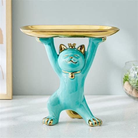 Buy Souvenir Ceramic Cat Figurine with Platter from Home Centre at just ...