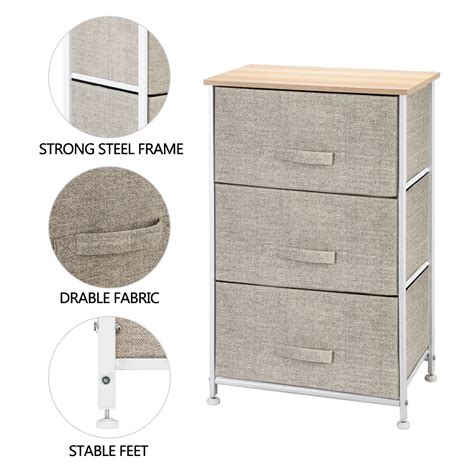 Buy 3-Tier Dresser Drawer, Storage Unit with 3 Easy Pull Fabric Drawers ...