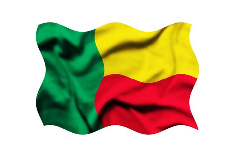 The flag of Benin waving in the wind isolated on a transparent background, Clipping path ...