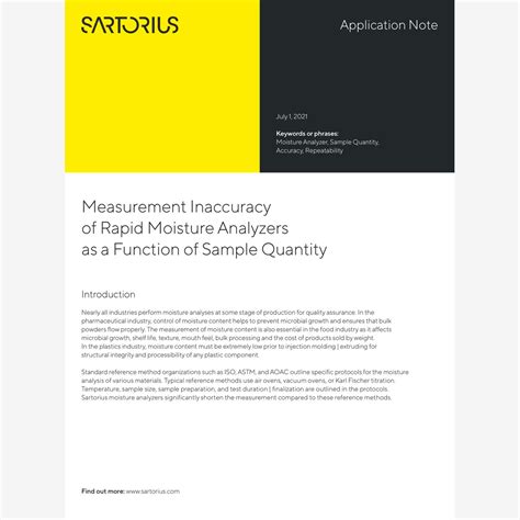 Measurement Inaccuracy of Rapid Moisture Analyzers as a Function of ...