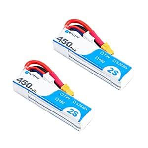 BETAFPV 2pcs 450mAh 7.4V 45C 2S Lipo Battery with XT30 Plug for 2S RC ...