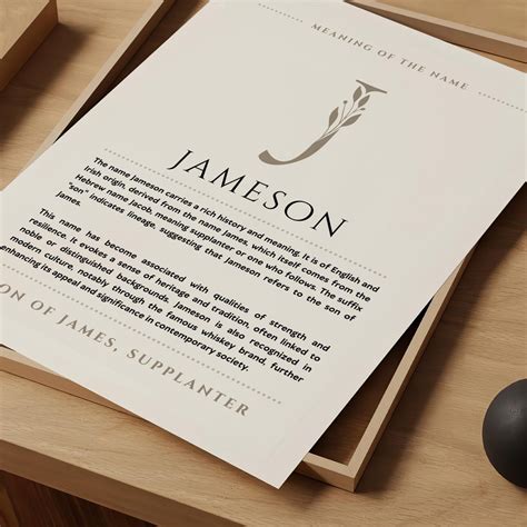 Jameson Name Meaning Wall Art, Jameson Name Origin Print Nursery Decor ...
