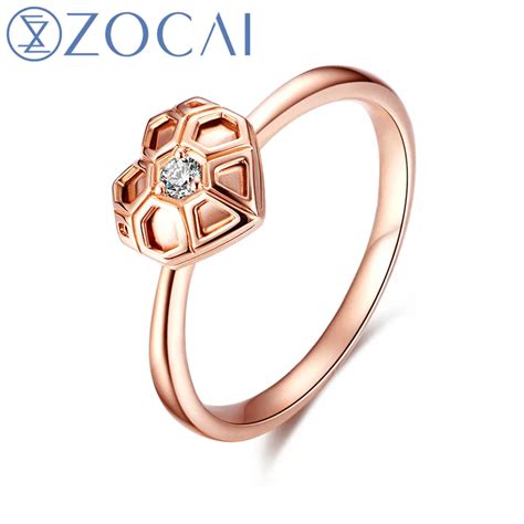 ZOCAI Brand Ring The Honeycomb Series 100% Natural Real 0.03 CT Diamond ...