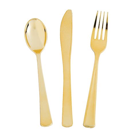 Gold Premium Metallic Plastic Cutlery – 24 Ct. – GonaKart International