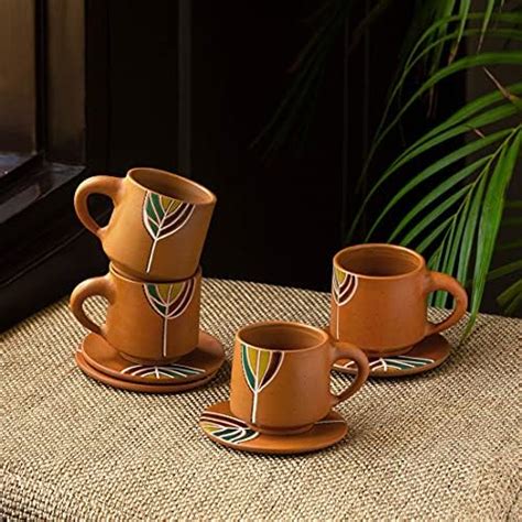 ExclusiveLane Terracotta Clay Kullad Tea Cups Set Chai Kulhad Tea Mug ...