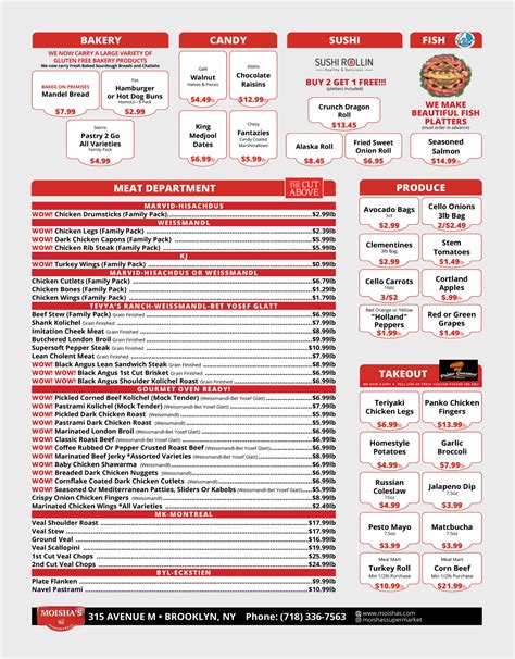 In Store Specials - Moishas