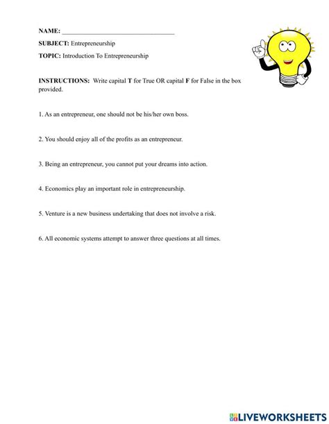 Entrepreneur High School Worksheets 的图像结果