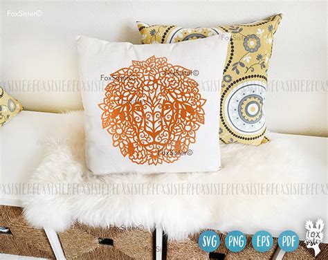 Floral Lion Head Svg Vector Cut File Template, Big Cat Svg, Lion Svg ...