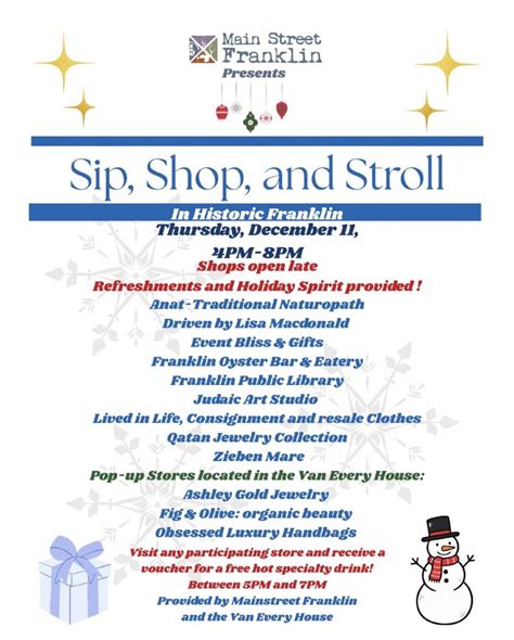 Sip, Shop and Stroll event in Downtown Franklin, Village of Franklin ...