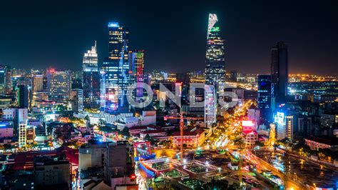 Ho Chi Minh City aka Saigon Skyline at Night, Vietnam, Time Lapse ...