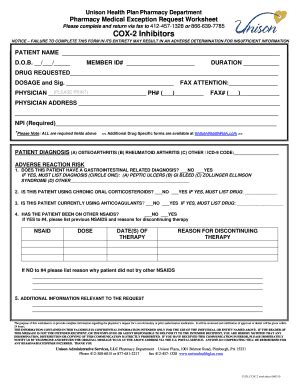 Prior Authorization Form For COX-2 - Unison Health Plan Home - Fill and ...