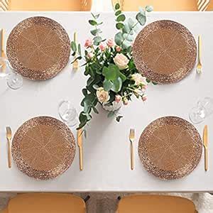 Buy CANVASS® Decorative Handmade Beaded Round Bronze Placemat Perfect ...