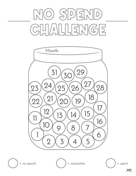 20 No Spend Challenge Printables to Control Your Finances