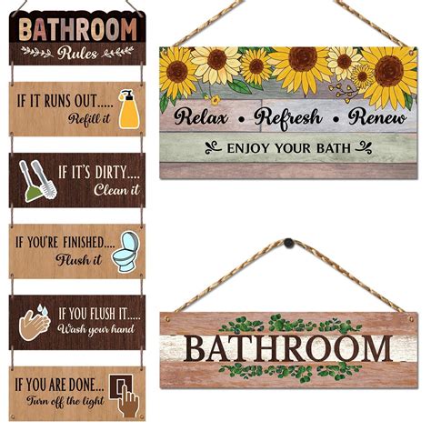 Chaka Chaundh - Set of 3 Bathroom Wall plaque Hanging Sign – Bathroom ...