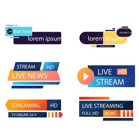 Top hot live news vector illustrations cartoon flat mark labels set ...
