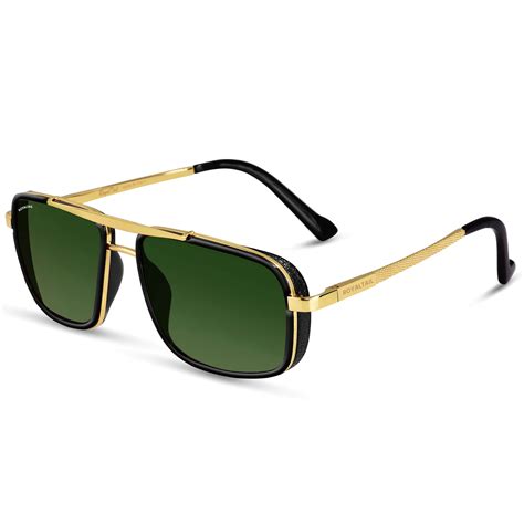 Buy Mustsundia Green Glass and Gold Frame Square Nirvana Sunglasses ...