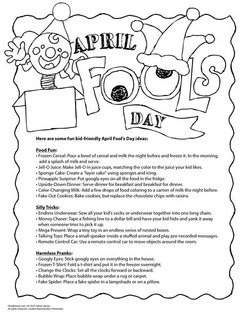 April Fools Day Colouring April Fools Day Coloring Pages (with Bible