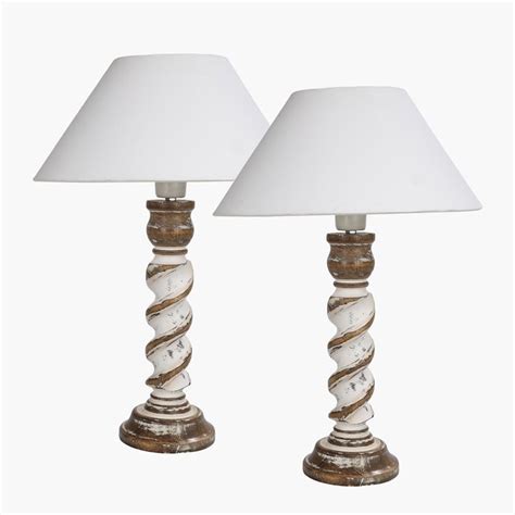 Buy HOMESAKE Wooden Set of 2 Table Lamps from Homesake at just INR 8000.0