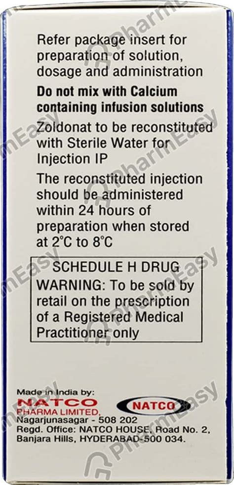 Zoldonat 4 MG Powder For Injection (1): Uses, Side Effects, Price ...