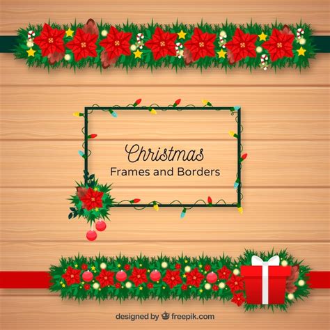 Christmas borders and light frame | Free Vector