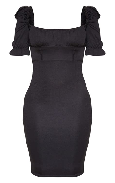 black puff sleeve dress