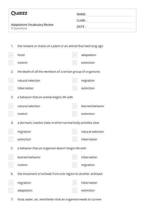 50+ Natural Selection and Adaptations worksheets for 4th Class on ...
