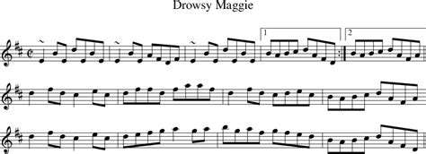 Drowsy Maggie on folk tune finder