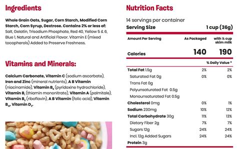 Lucky Charms Nutrition Facts