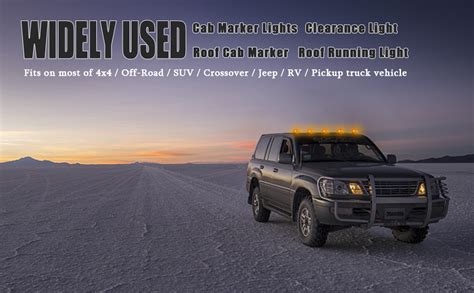 Ride2joy 5 X Cab Marker Light, Smoke Lens Amber 9 LED Housing Cab Roof ...