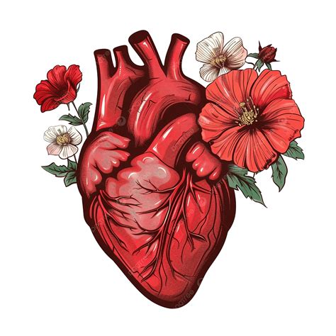 Vector Isolated Decorative Illustration Of Anatomical Heart With ...