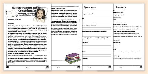 Anne Frank Autobiography Reading Comprehension PDF | Primary