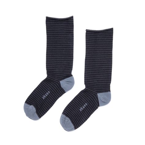 Roll Top - Organic Cotton Pinstripe Socks - Charcoal – zkano socks