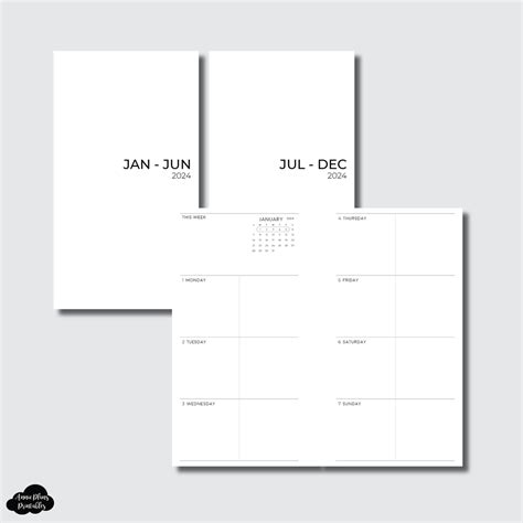 Personal Rings Size | 2024 BASIC Horizontal Week on 2 Pages Printable ...