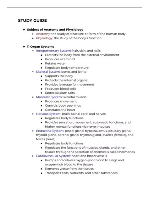 Anatomy and Physiology Study Guide - Human anatomy and physiology - Stuvia US