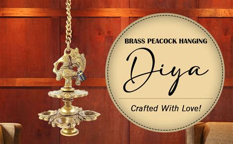 Buy Two Moustaches Handmade Peacock Design 4 Oil Wick Brass Hanging ...