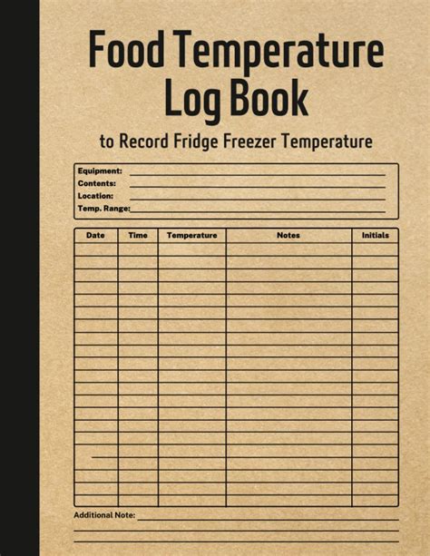 Food Temperature Log Book To Record Fridge Freezer Temperature Daily ...
