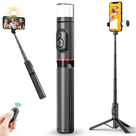 Tycom 85cm Selfie Stick with Light, Extendable All in One Phone Tripod ...