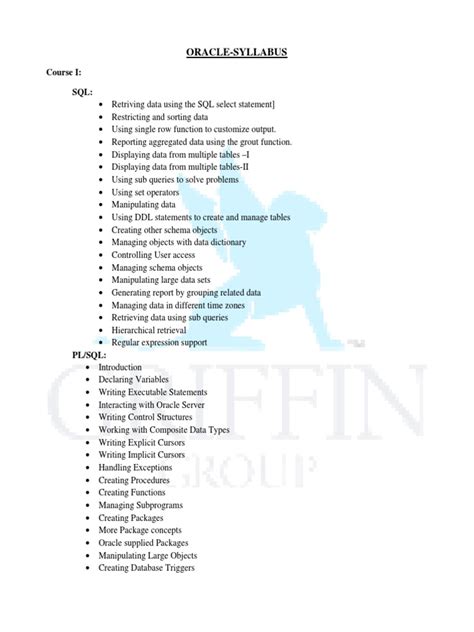 Image result for Oracle Developer Course Syllabus