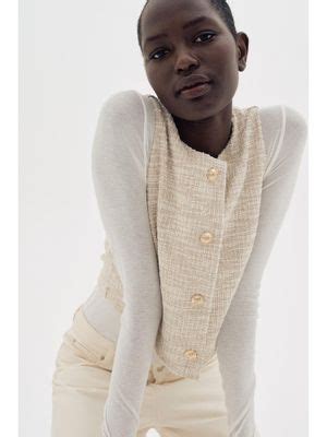 Buy H&M Boucle Jersey Waistcoat Beige (XXS) Online