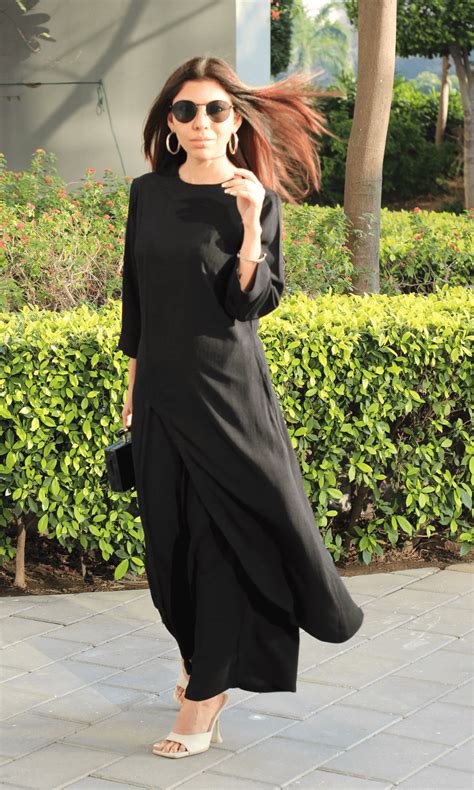 Black Boat Neck Front Slit Textured Co-ord – Baareeki