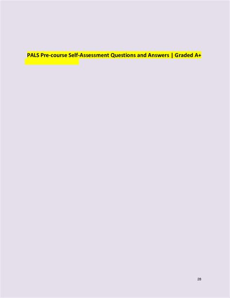 PALS Pre-course Self-Assessment Questions and Answers | Graded A+ ...