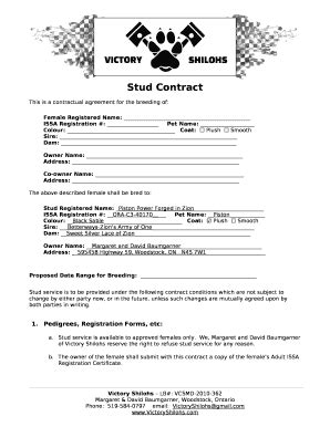 Stud Contract Doc Template | pdfFiller